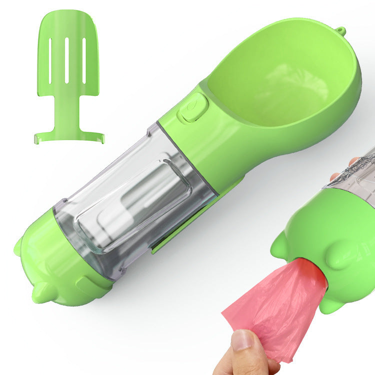 Gourde Portable 3-en-1 pour Chien - Gamelle Intégrée et Distributeur de Sacs