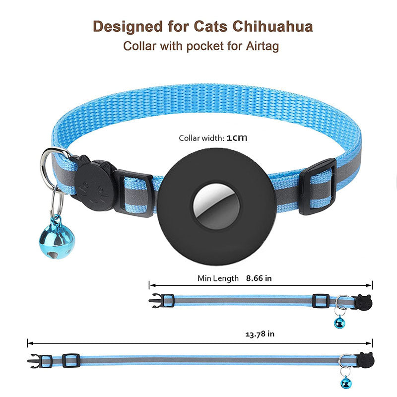 Collier pour animaux de compagnie Airtag avec cloche réfléchissant réglable collier pour chien chat Anti-perte