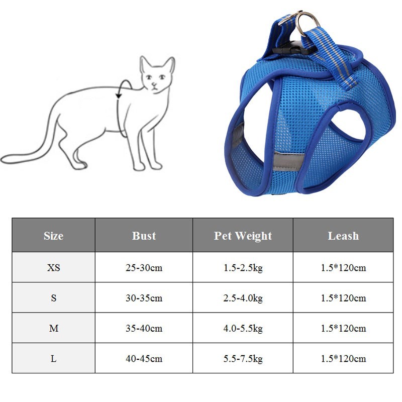 Harnais anti-fugue pour chat de traction