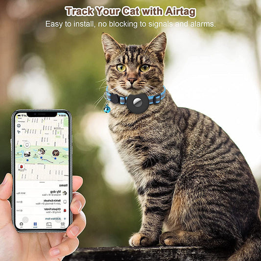 Collier pour animaux de compagnie Airtag avec cloche réfléchissant réglable collier pour chien chat Anti-perte